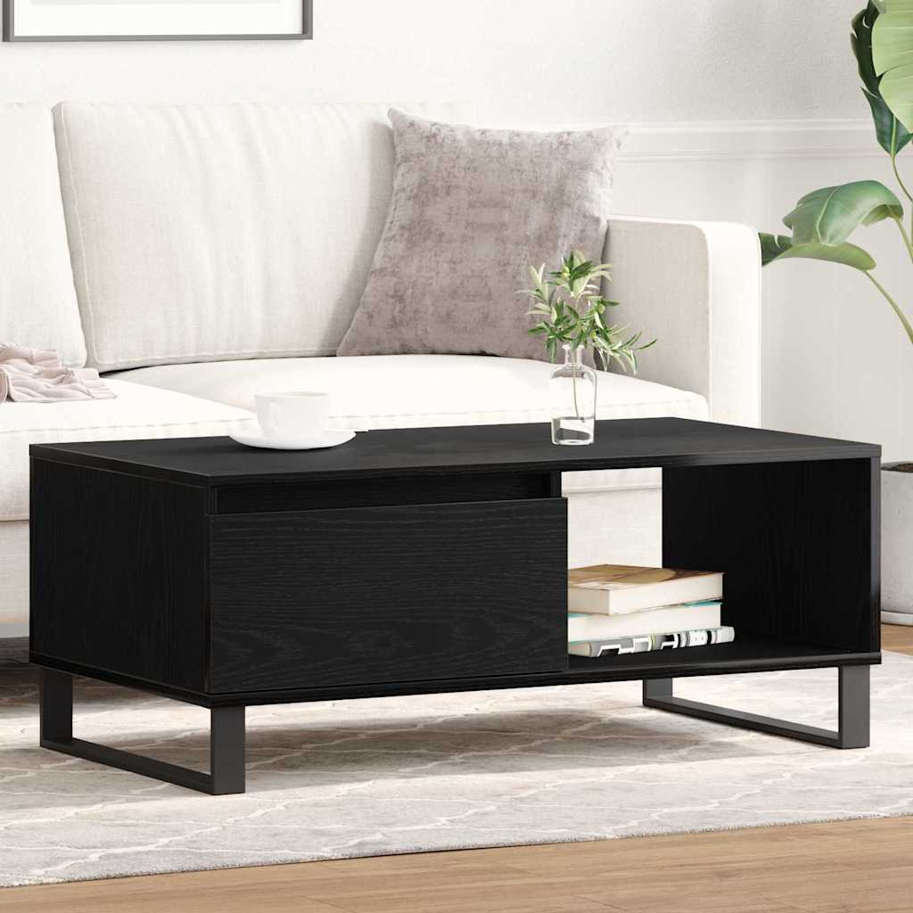 Kaffebord med skuff Svart Eik 90 x 50 x 36,5 cm Konstruert tre