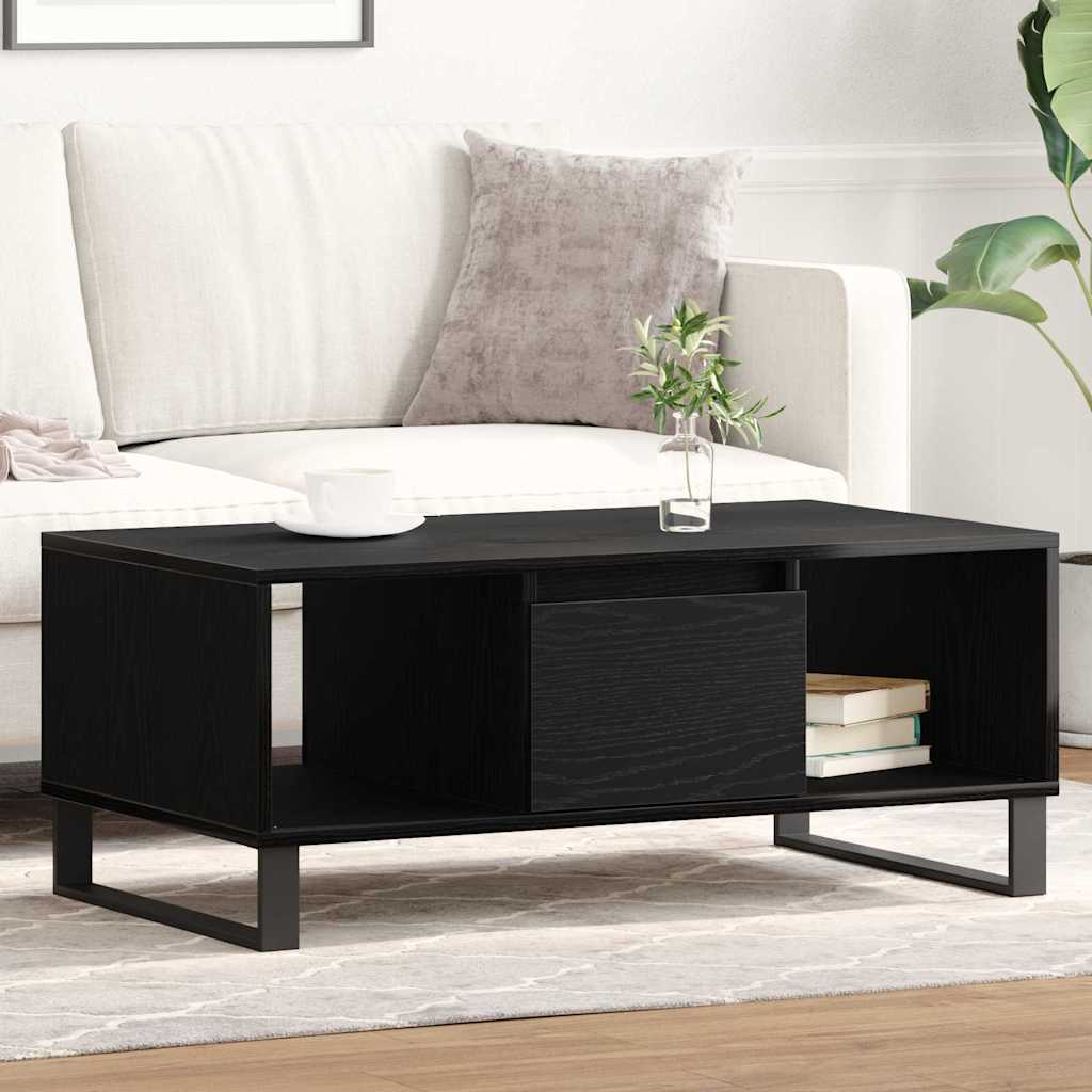 Kaffebord med skuff Svart Eik 90 x 50 x 36,5 cm Konstruert tre