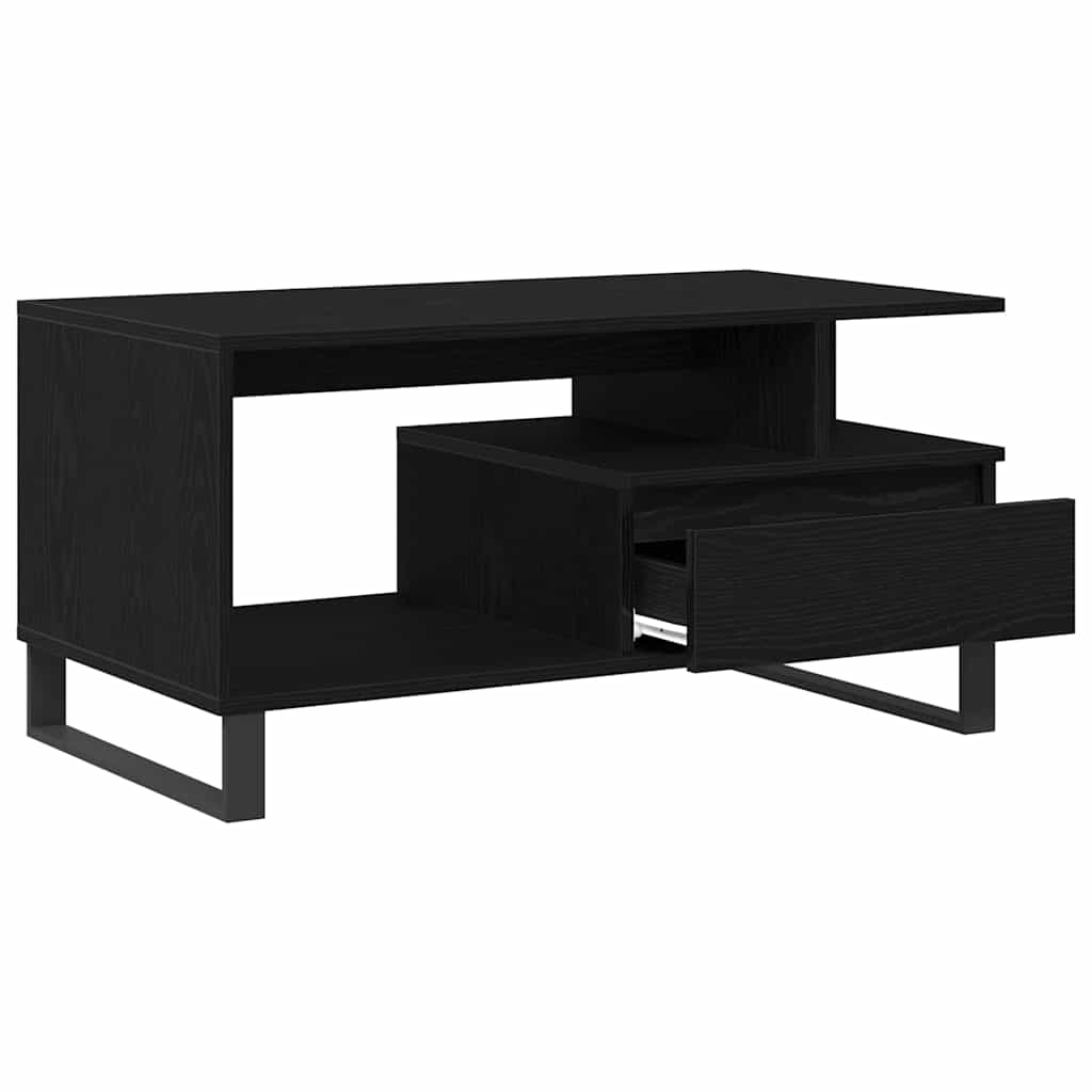 Kaffebord med skuff Svart Eik 90 x 49 x 45 cm Konstruert tre