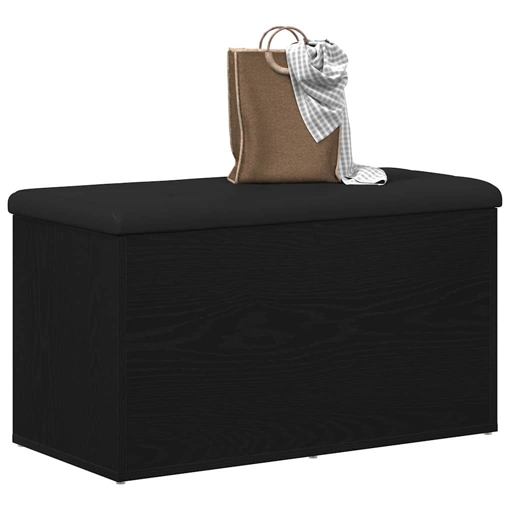Oppbevaringsbenk Svart Eik 82 x 42 x 45 cm Konstruert tre