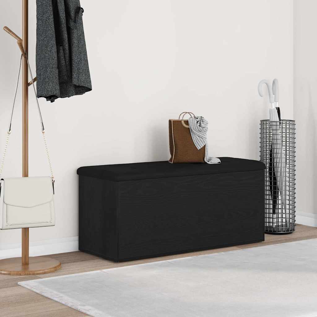 Oppbevaringsbenk Svart eik 102 x 42 x 45 cm Konstruert tre