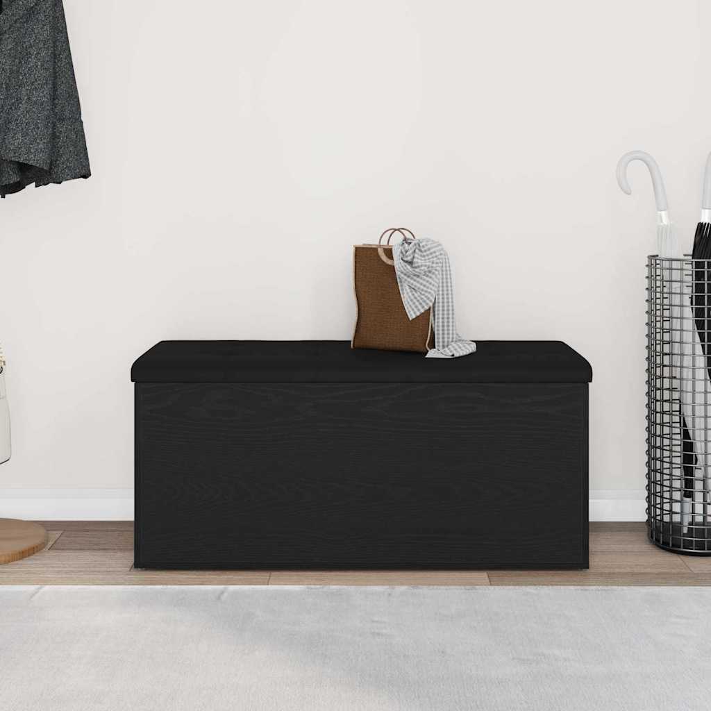 Oppbevaringsbenk Svart eik 102 x 42 x 45 cm Konstruert tre