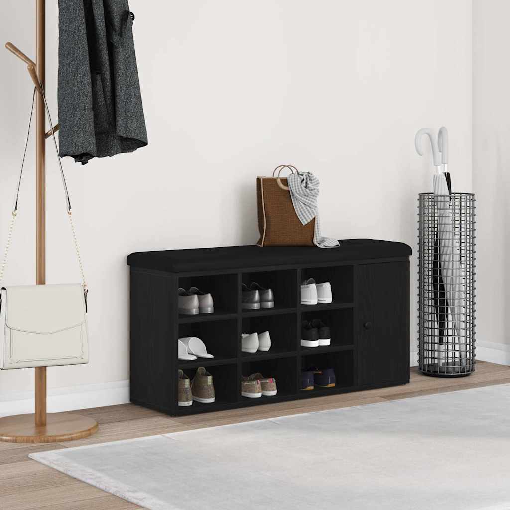 Oppbevaringsbenk Svart Eik 102 x 32 x 50 cm Konstruert tre