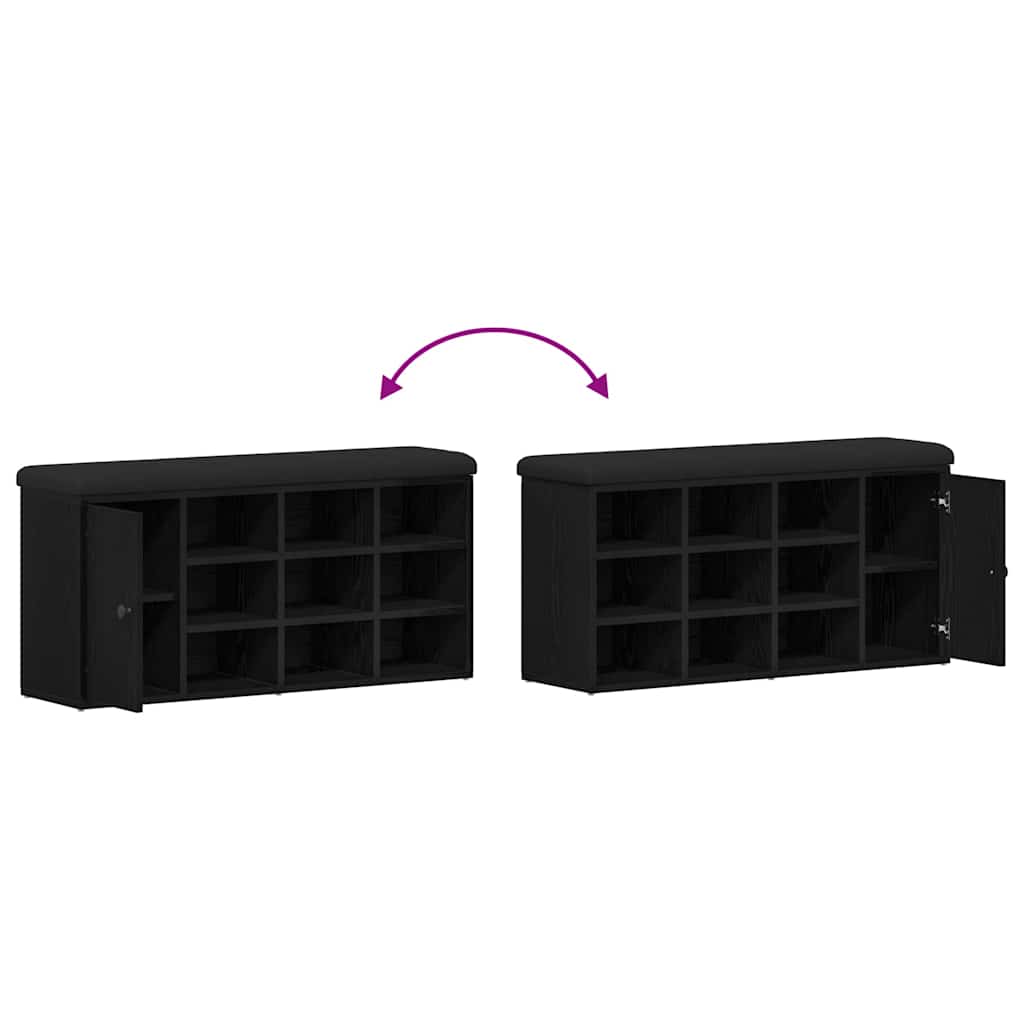 Oppbevaringsbenk Svart Eik 102 x 32 x 50 cm Konstruert tre