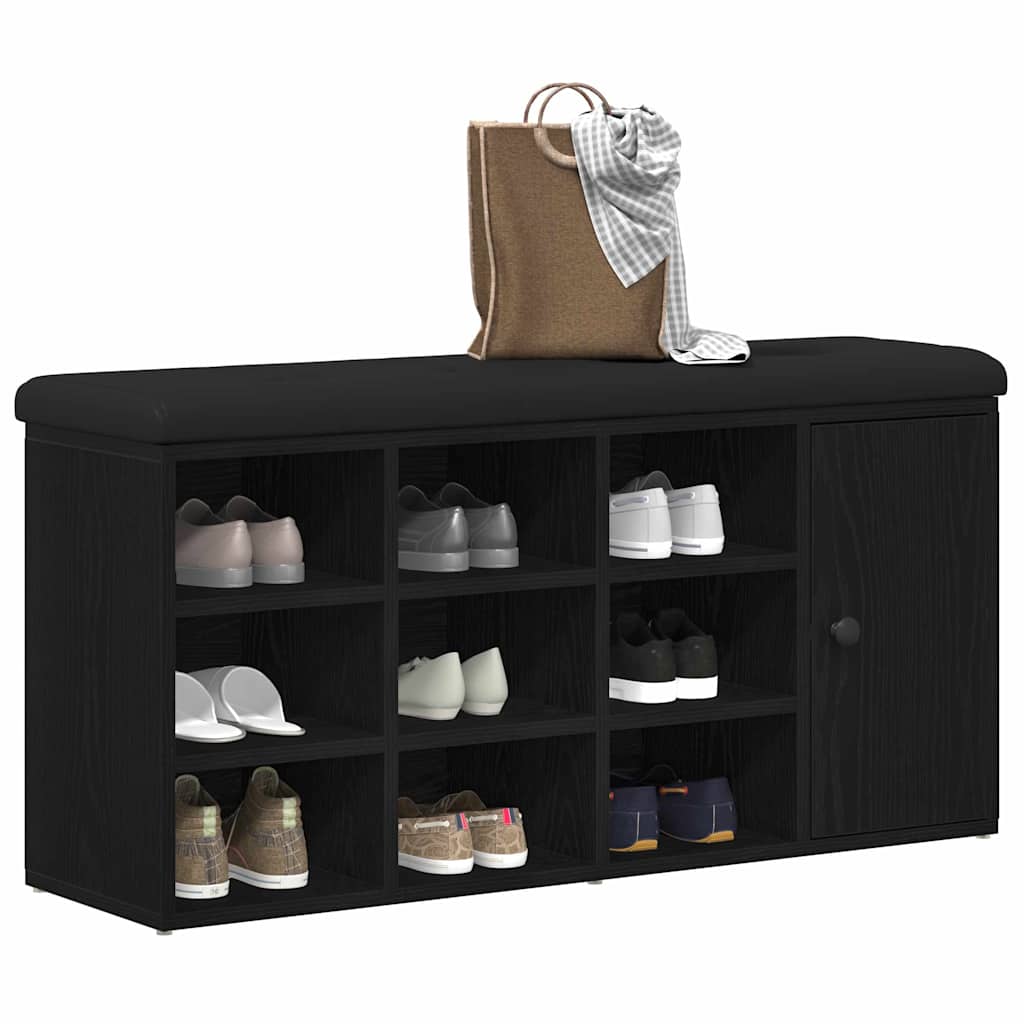 Oppbevaringsbenk Svart Eik 102 x 32 x 50 cm Konstruert tre