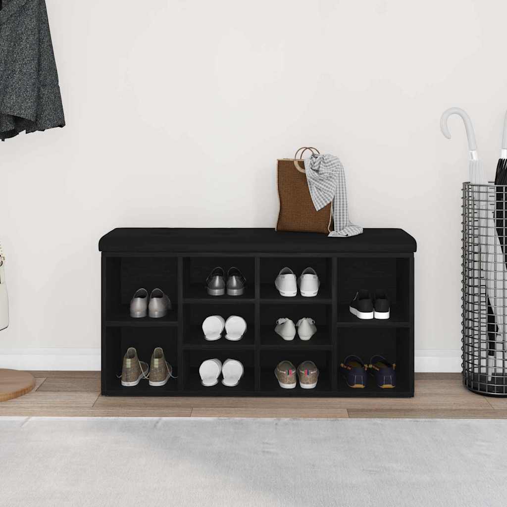 Skobenk med hylle Svart Eik 102 x 32 x 50 cm Konstruert tre