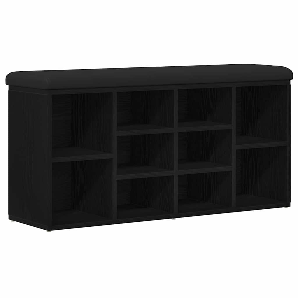 Skobenk med hylle Svart Eik 102 x 32 x 50 cm Konstruert tre