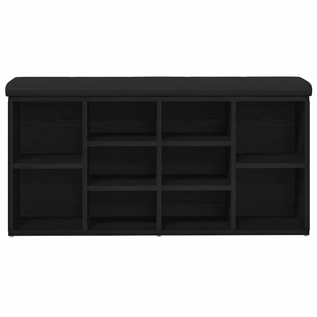 Skobenk med hylle Svart Eik 102 x 32 x 50 cm Konstruert tre