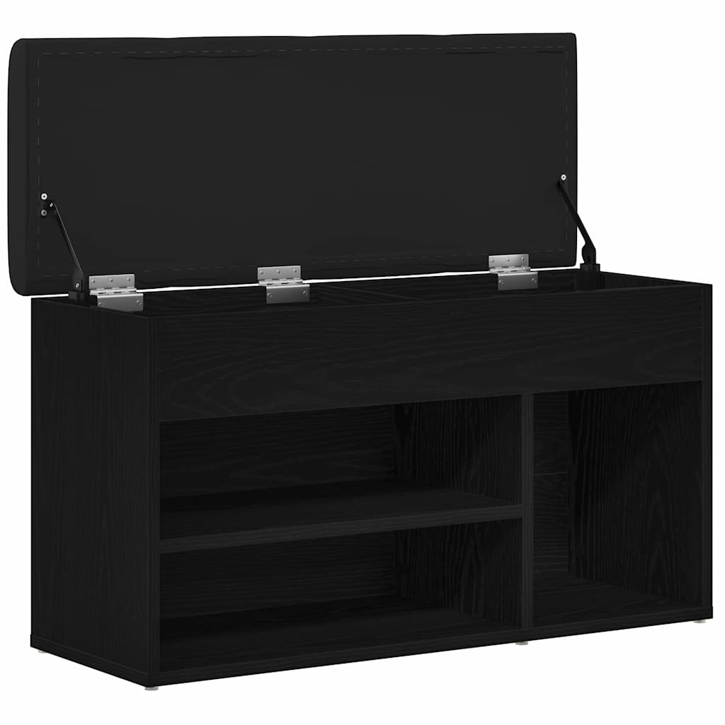 Skobenk med hylle Svart 80 x 30 x 45 cm Konstruert tre