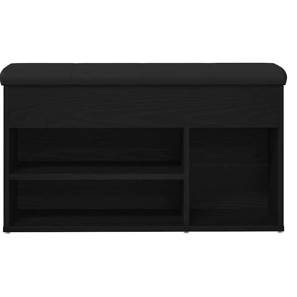 Skobenk med hylle Svart 80 x 30 x 45 cm Konstruert tre