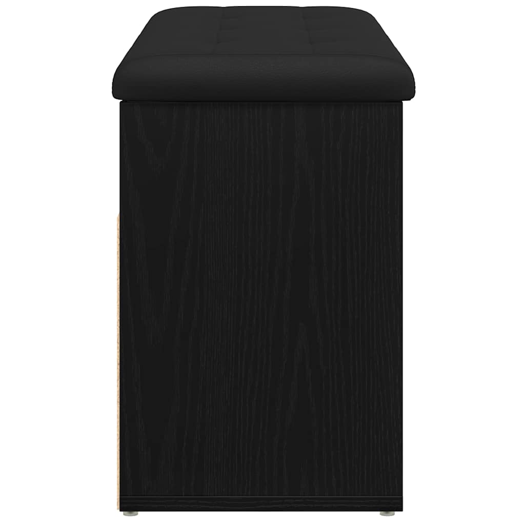 Skobenk med hylle Svart 80 x 30 x 45 cm Konstruert tre