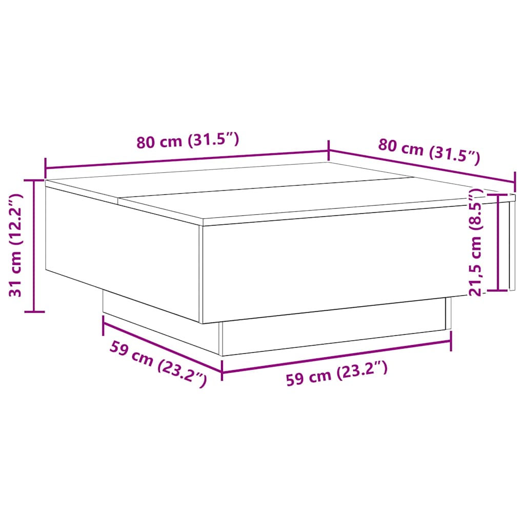 Kaffebord Svart Eik 80 x 80 x 31 cm