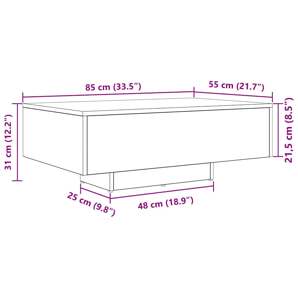 Kaffebord Svart Eik 85 x 55 x 31 cm Konstruert tre