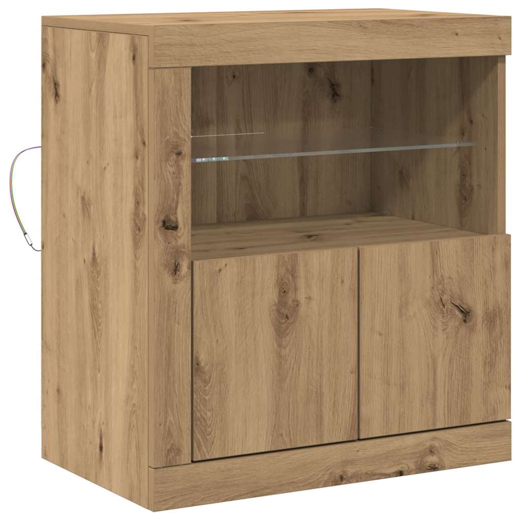 LED sideboard Brun 60,5 x 37 x 67 cm Konstruert tre