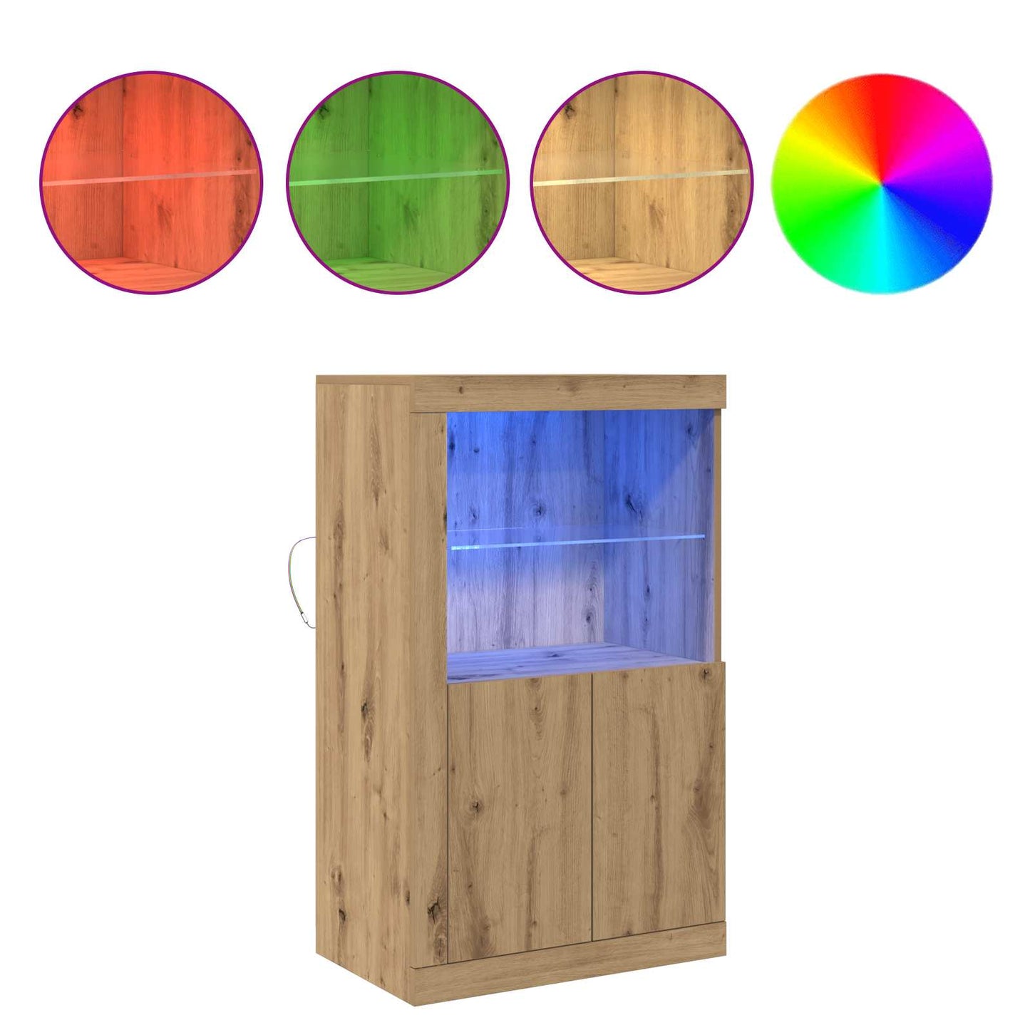 LED sideboard Artisan Eik 60,5 x 37 x 100 cm Konstruert tre