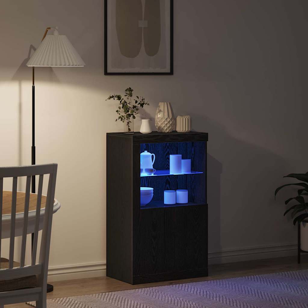 LED sideboard 60,5 x 37 x 100 cm Konstruert tre Svart Eik