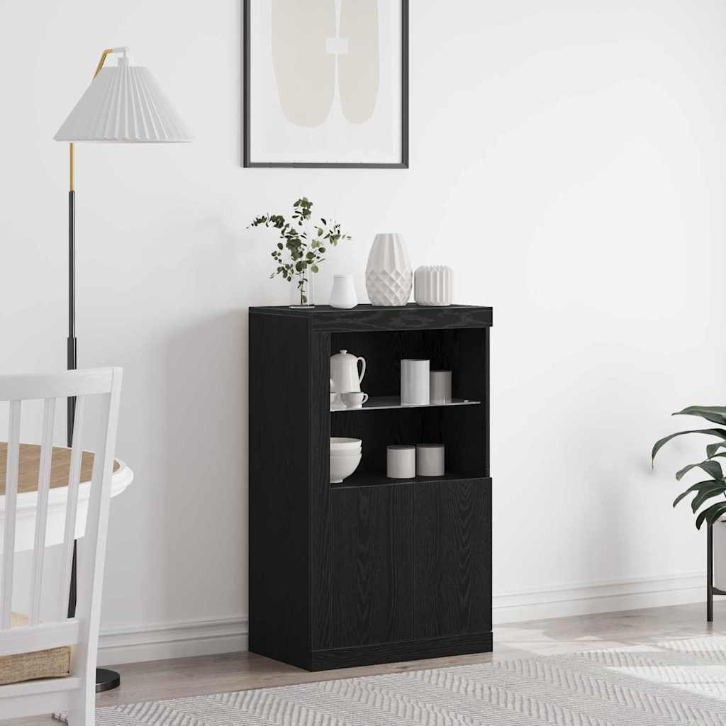 LED sideboard 60,5 x 37 x 100 cm Konstruert tre Svart Eik