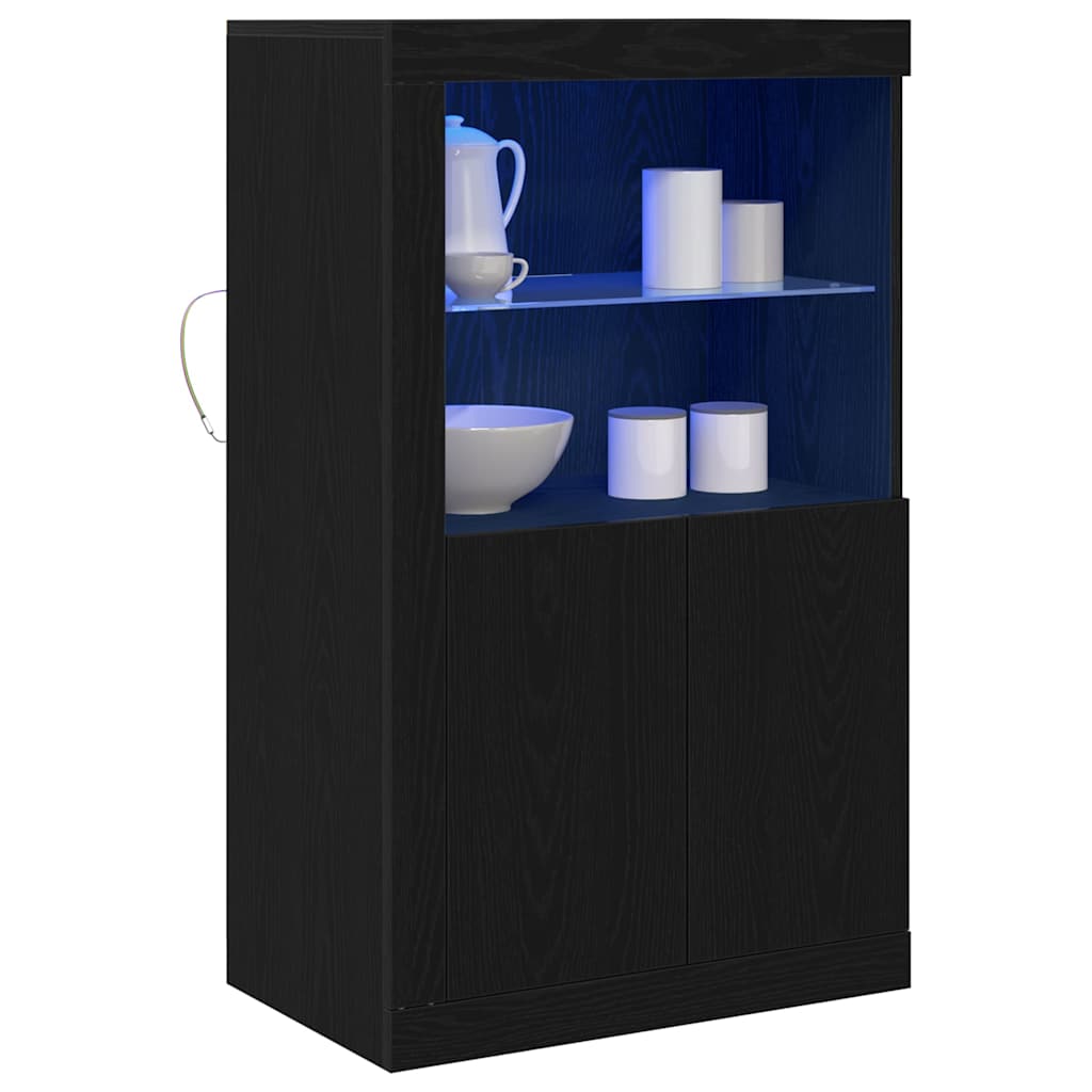 LED sideboard 60,5 x 37 x 100 cm Konstruert tre Svart Eik