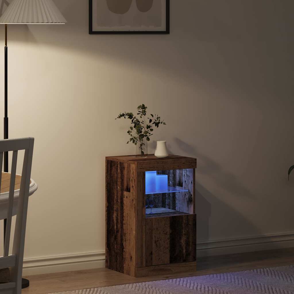 LED sideboard Gammelt tre 41 x 37 x 67 cm Konstruert tre