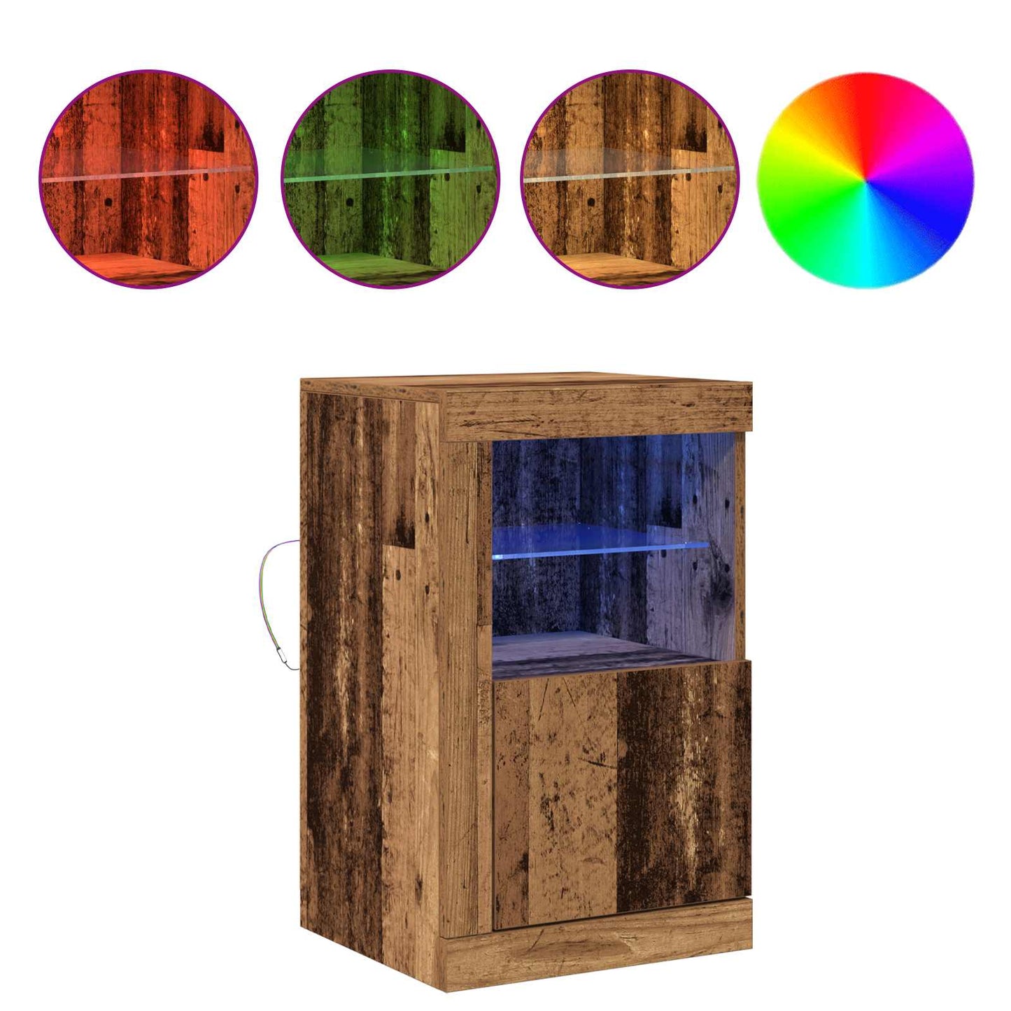 LED sideboard Gammelt tre 41 x 37 x 67 cm Konstruert tre