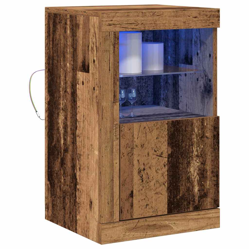LED sideboard Gammelt tre 41 x 37 x 67 cm Konstruert tre