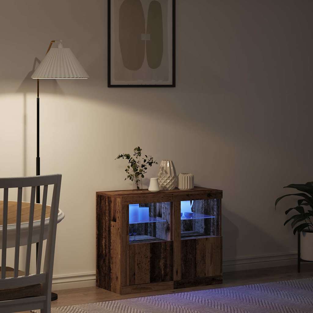LED sideboard 2 pcs Gammelt tre 41 x 37 x 67 cm Konstruert tre