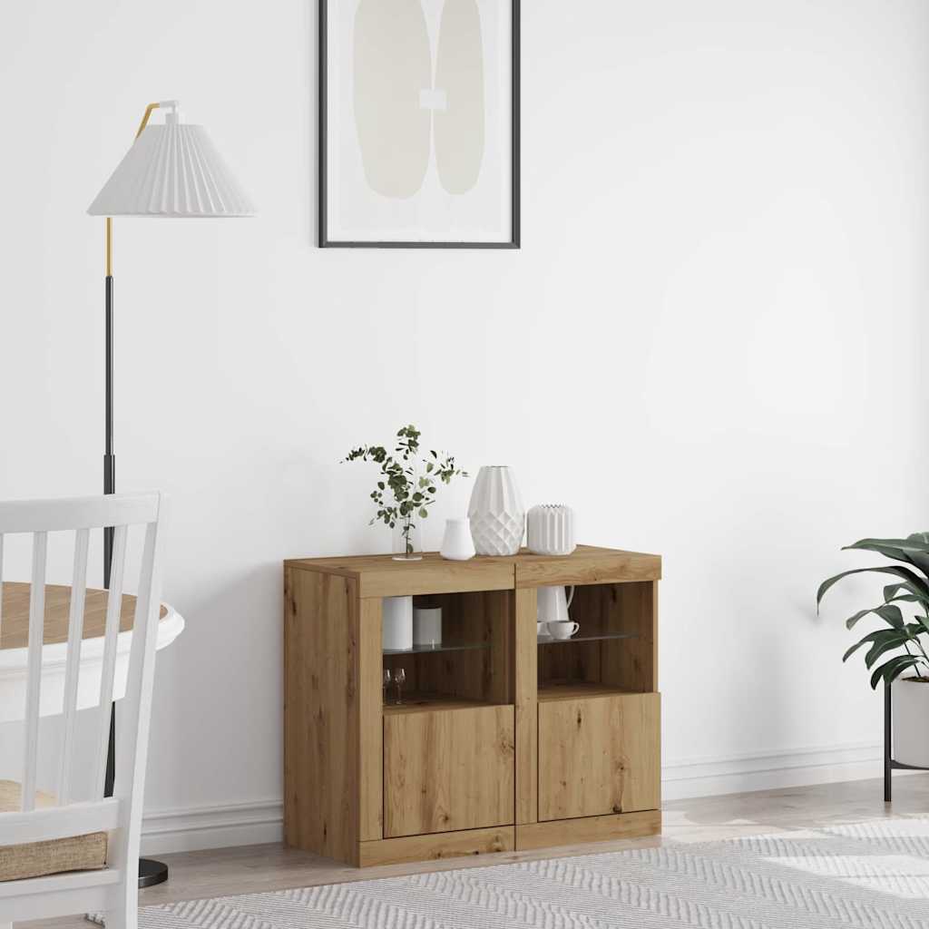 LED sideboard 2 stk. 41 x 37 x 67 cm Konstruert tre Artisan Eik