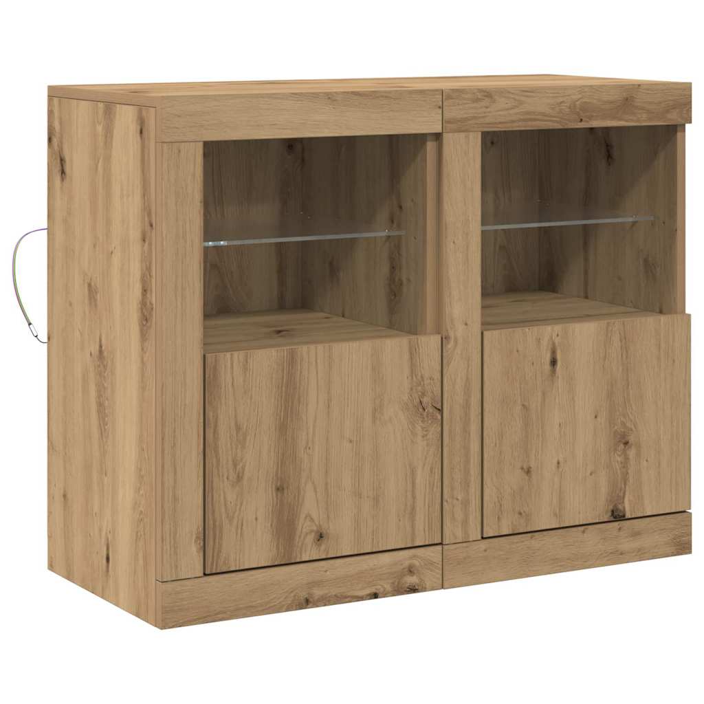 LED sideboard 2 stk. 41 x 37 x 67 cm Konstruert tre Artisan Eik