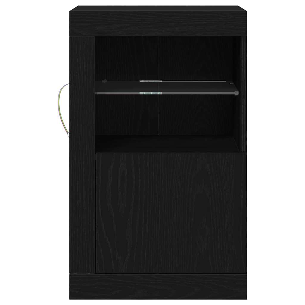 LED sideboard 2 pcs Svart Eik 41 x 37 x 67 cm Konstruert tre