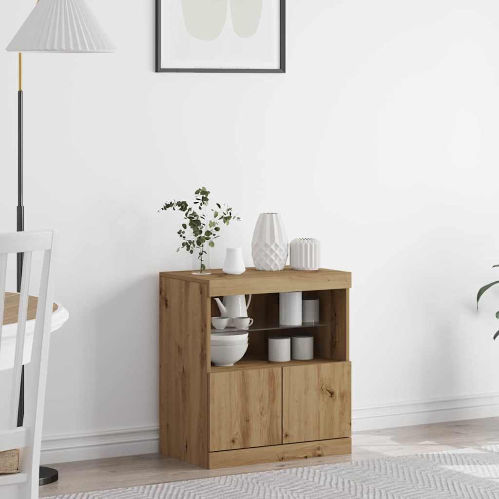 LED sideboard Brun 60,5 x 37 x 67 cm Konstruert tre