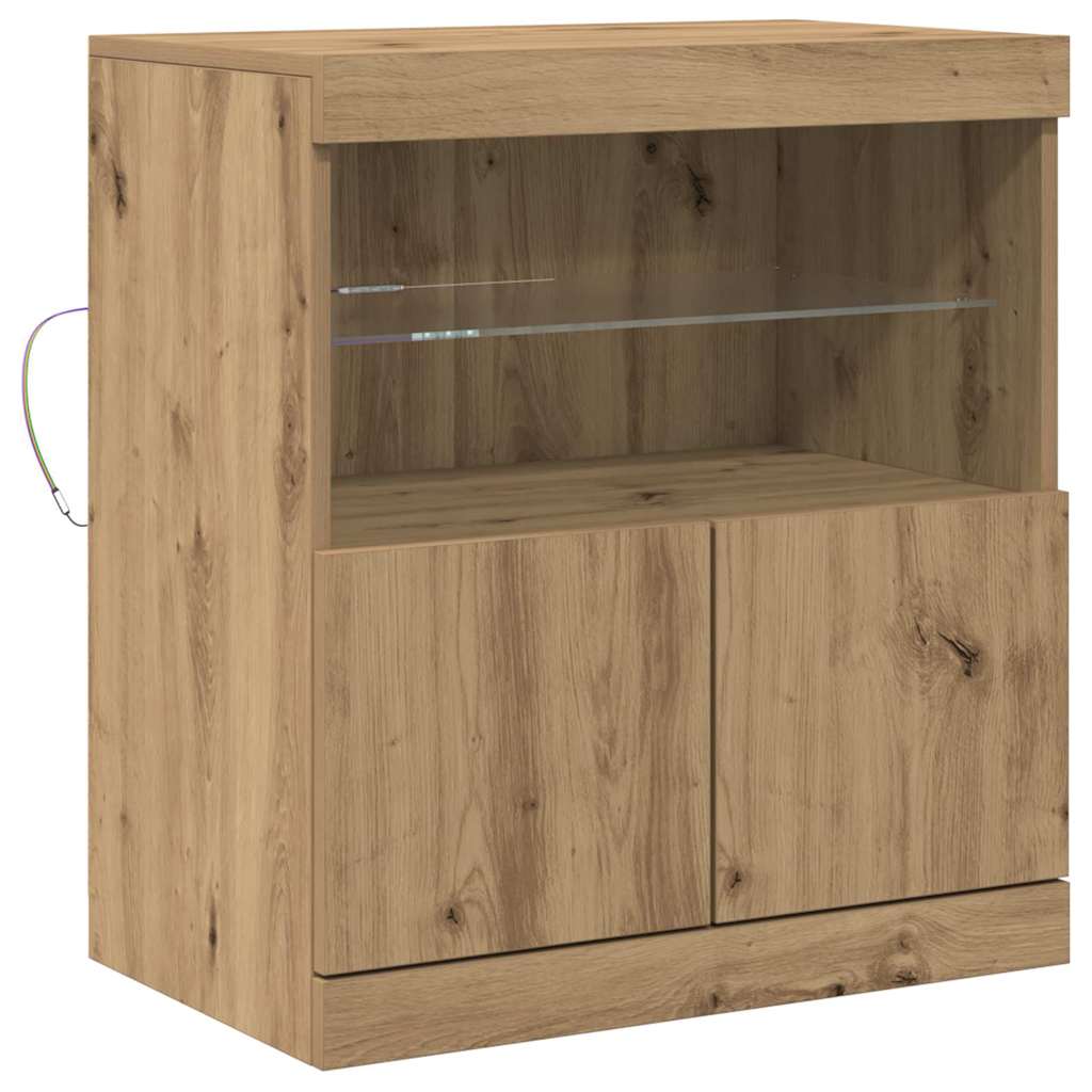 LED sideboard Brun 60,5 x 37 x 67 cm Konstruert tre