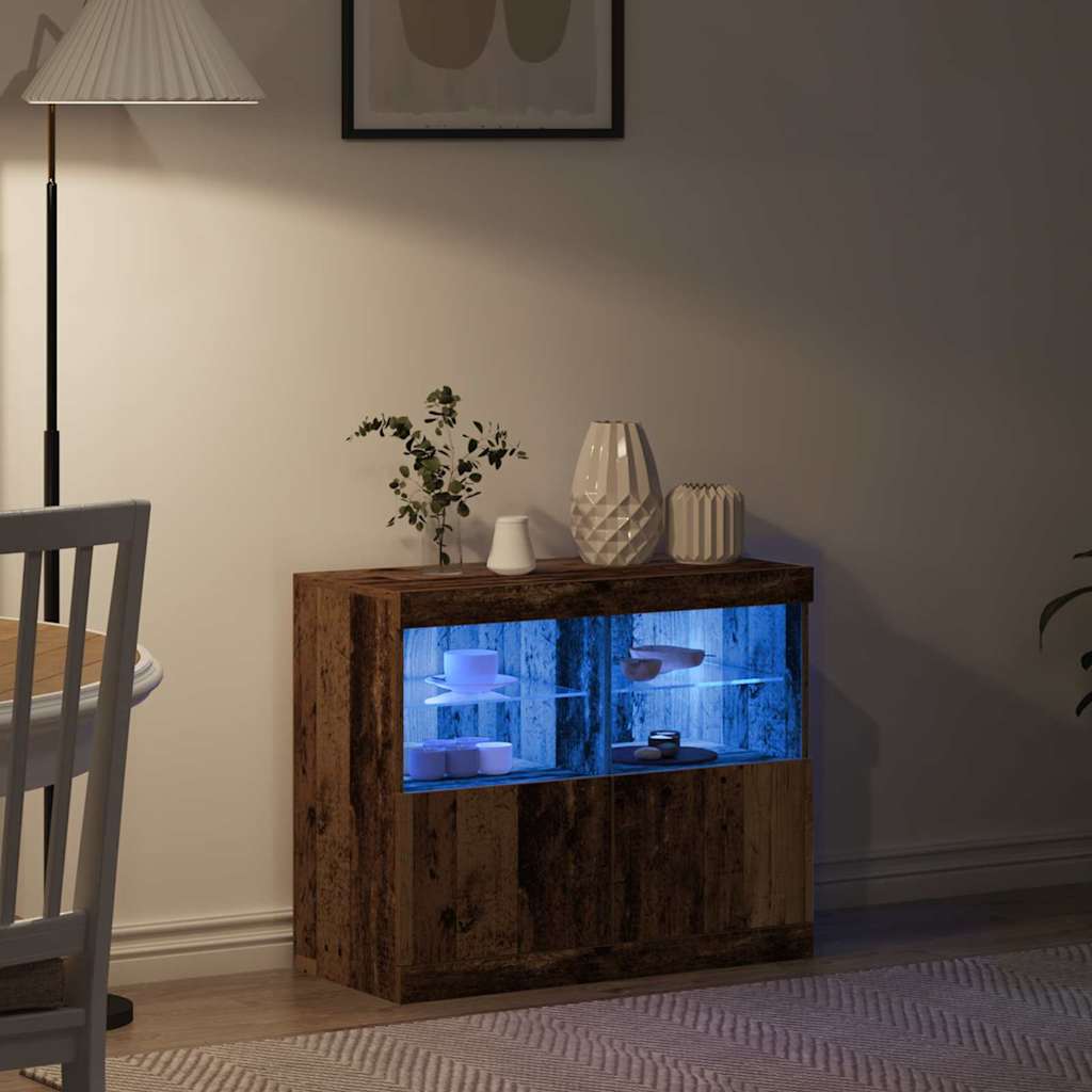 LED sideboard Brun 81 x 37 x 66,5 cm Konstruert tre