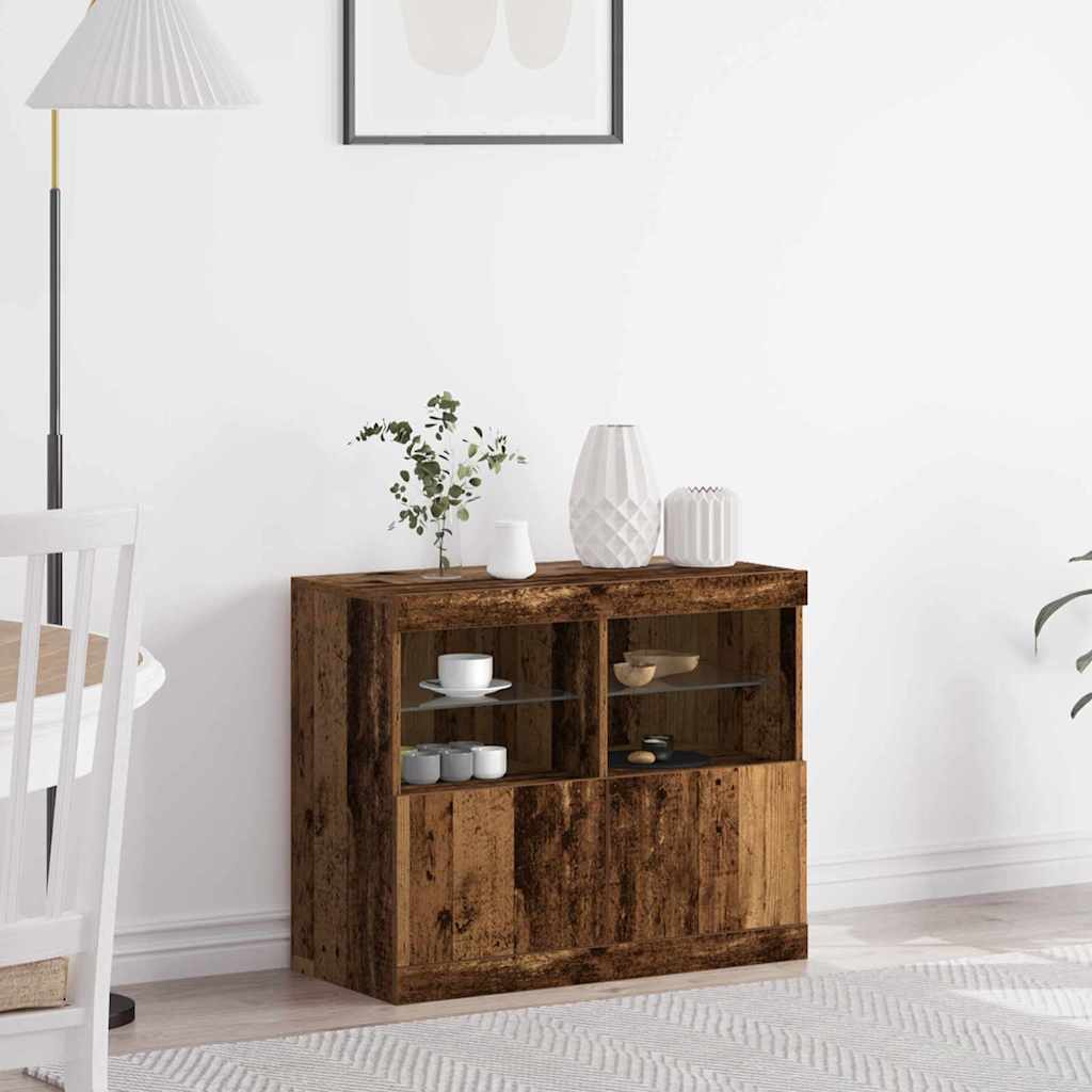 LED sideboard Brun 81 x 37 x 66,5 cm Konstruert tre