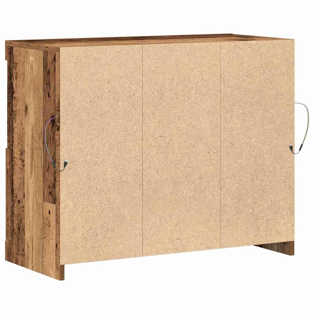 LED sideboard Brun 81 x 37 x 66,5 cm Konstruert tre