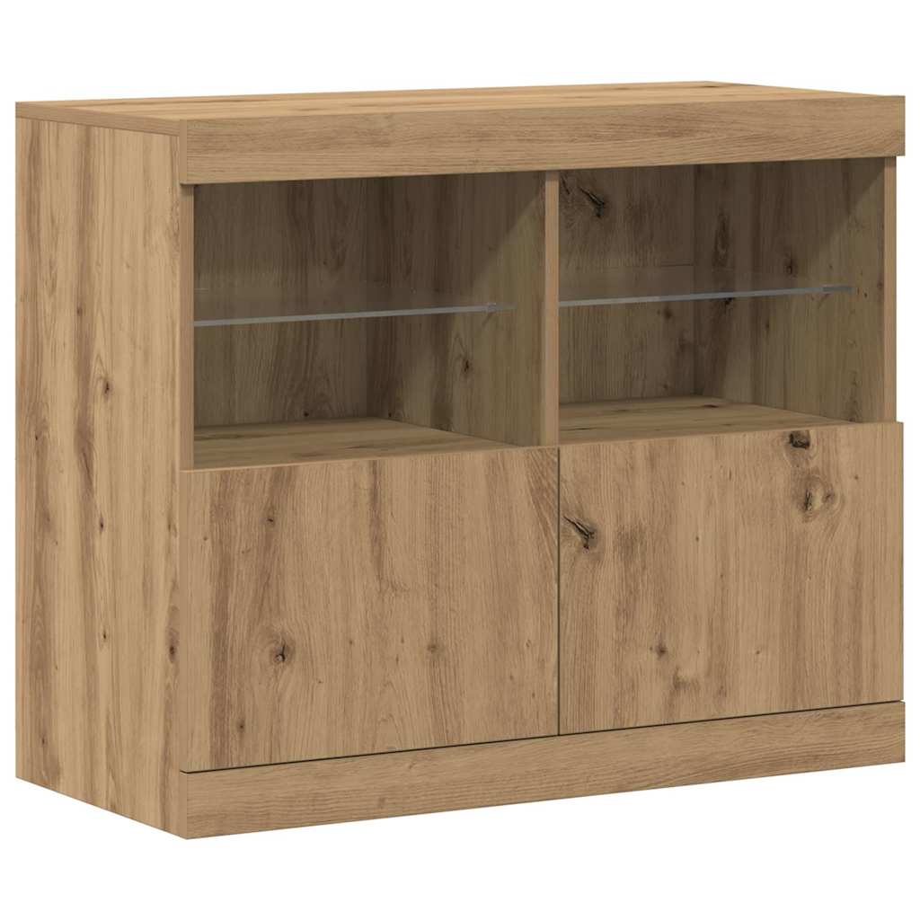 LED sideboard Brun 81 x 37 x 66,5 cm Konstruert tre