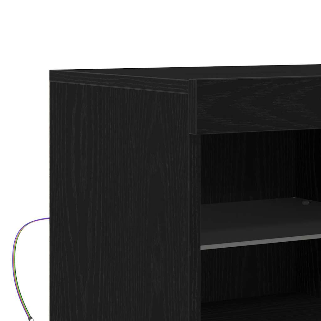 LED sideboard Svart 81 x 37 x 66,5 cm Konstruert tre