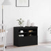 LED sideboard Svart 81 x 37 x 66,5 cm Konstruert tre