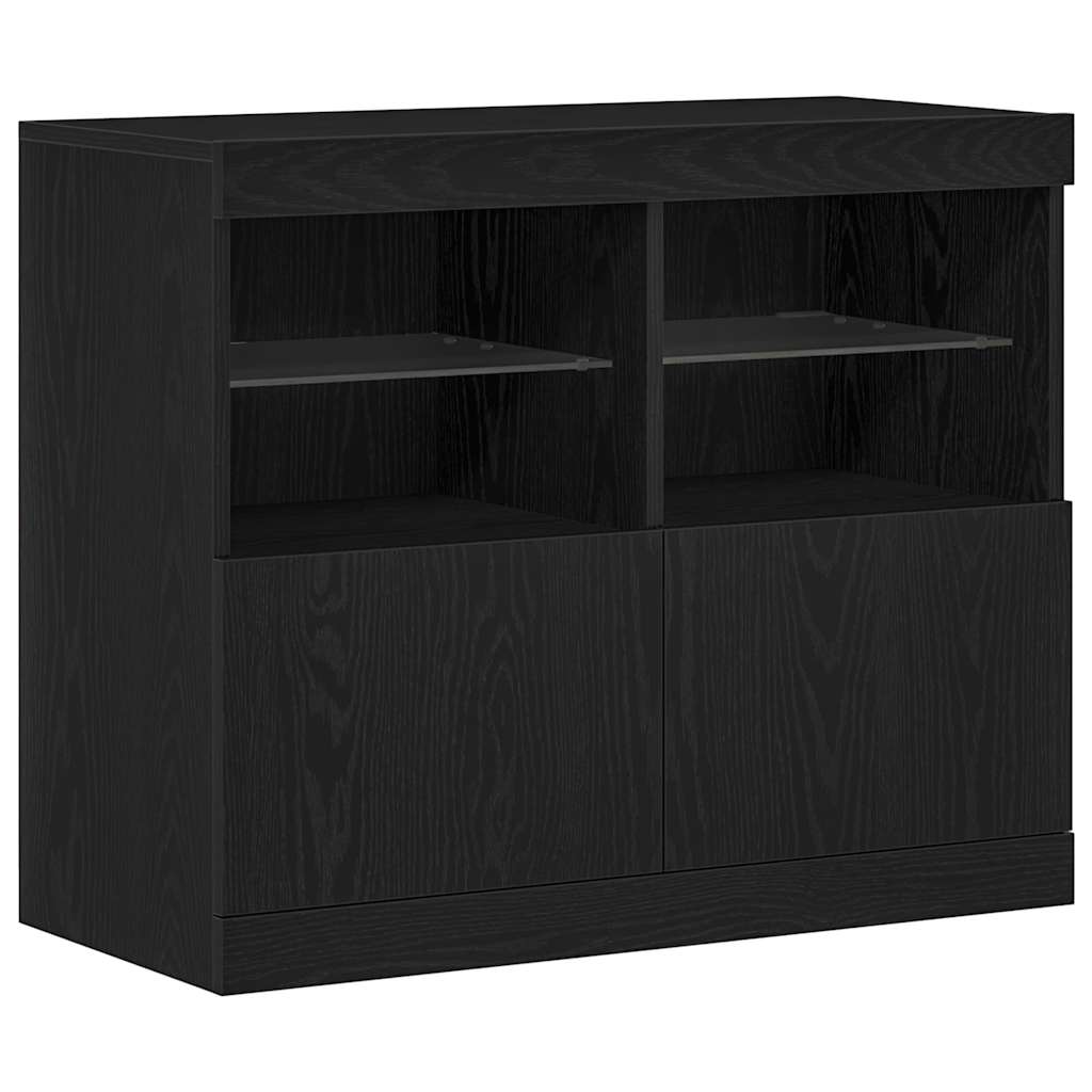 LED sideboard Svart 81 x 37 x 66,5 cm Konstruert tre