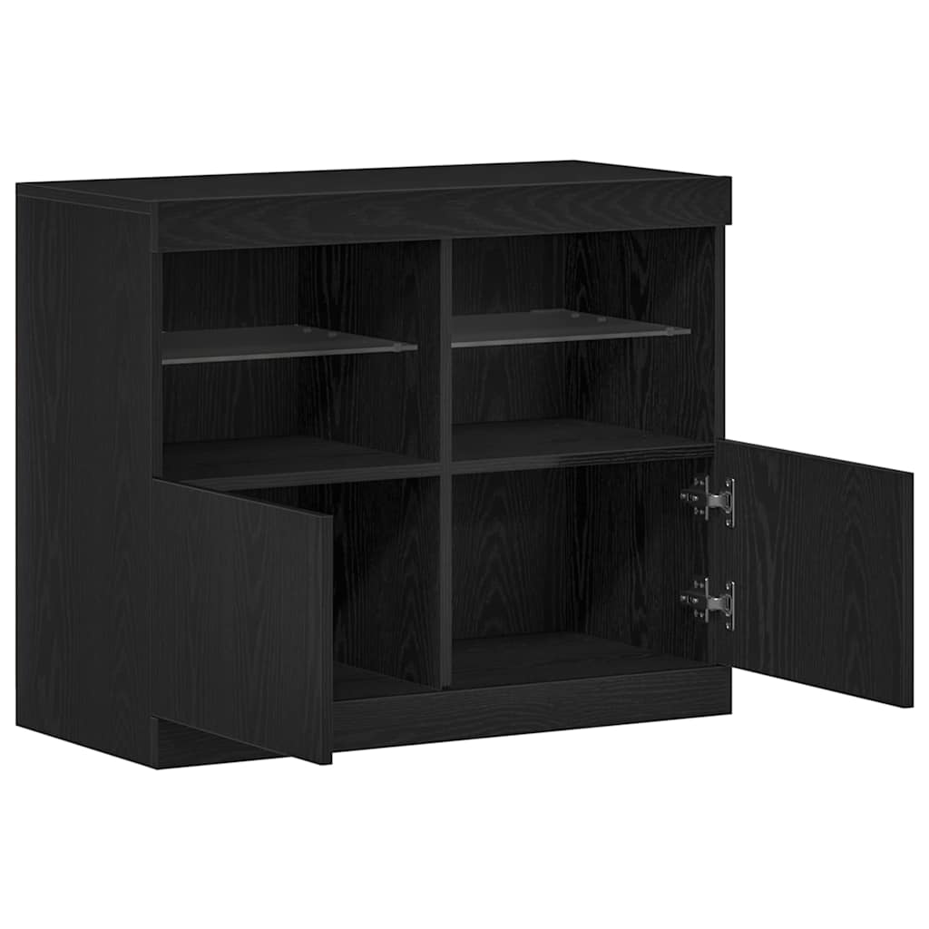 LED sideboard Svart 81 x 37 x 66,5 cm Konstruert tre