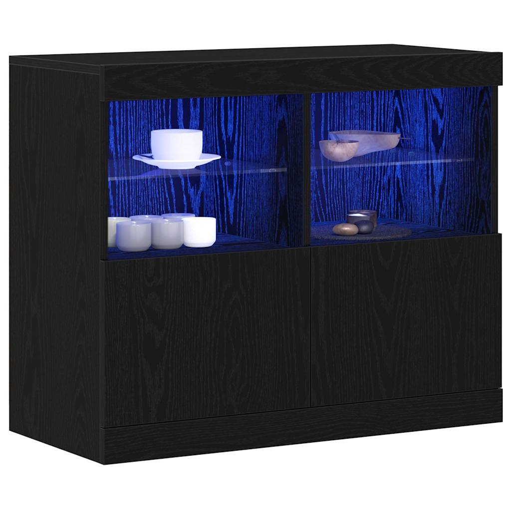 LED sideboard Svart 81 x 37 x 66,5 cm Konstruert tre