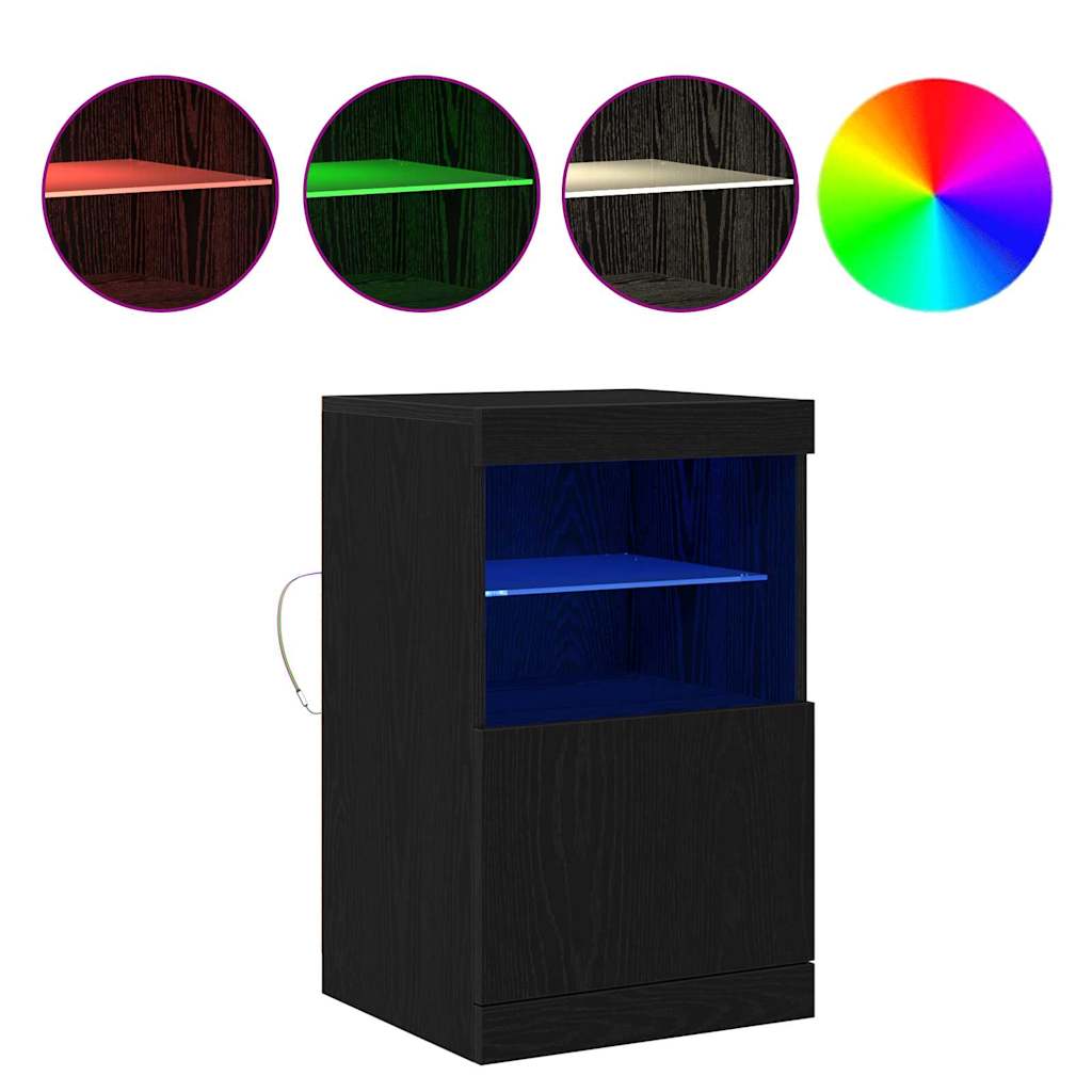 LED sideboard Svart Eik 41 x 37 x 67 cm Konstruert tre