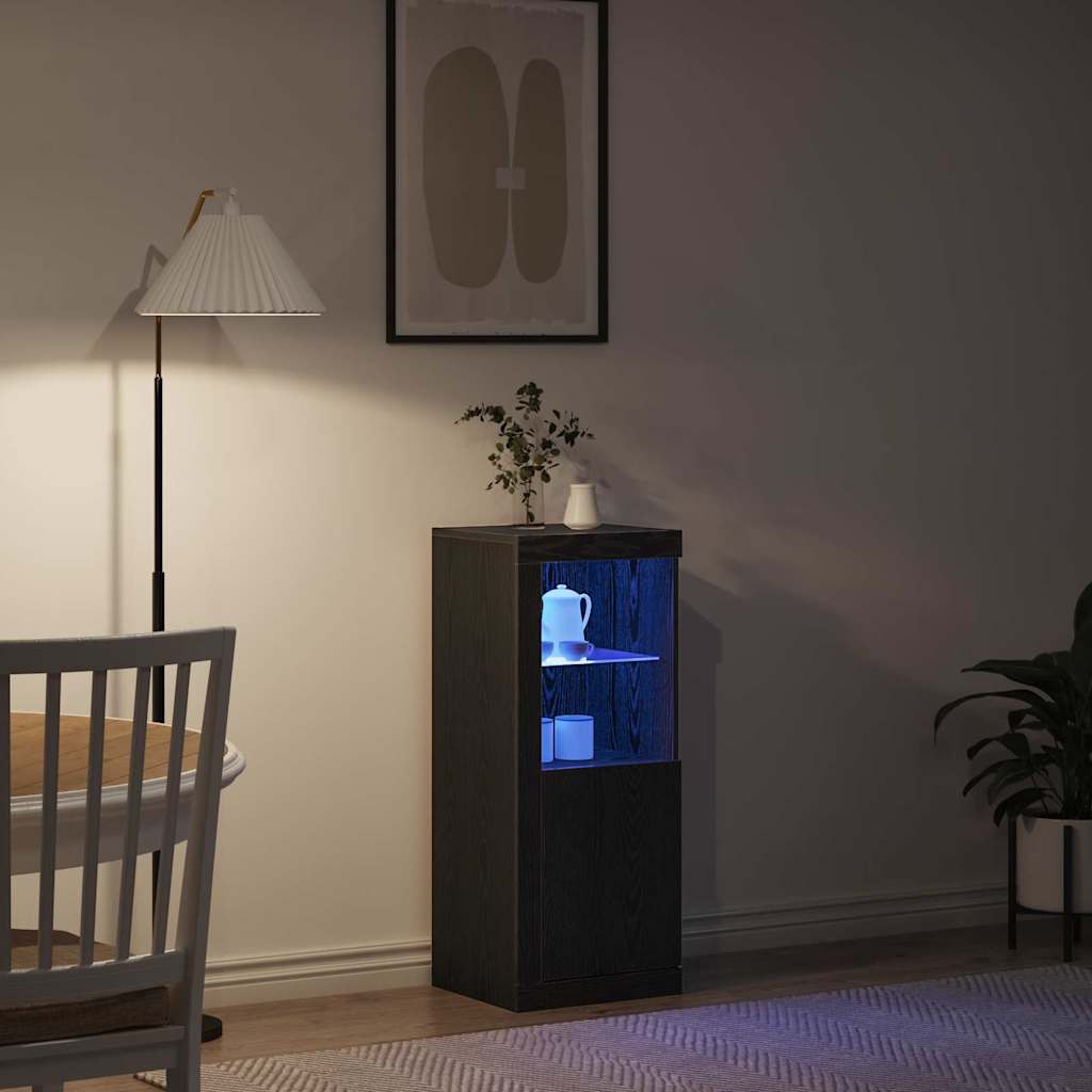 LED sideboard Svart Eik 41 x 37 x 100 cm Konstruert tre