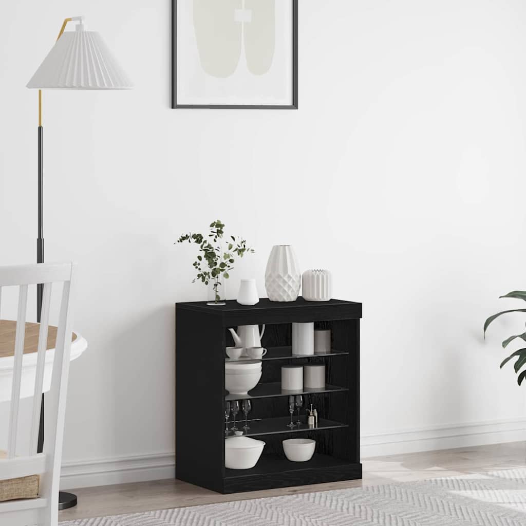 LED sideboard Svart Eik 60,5 x 37 x 67 cm Konstruert tre