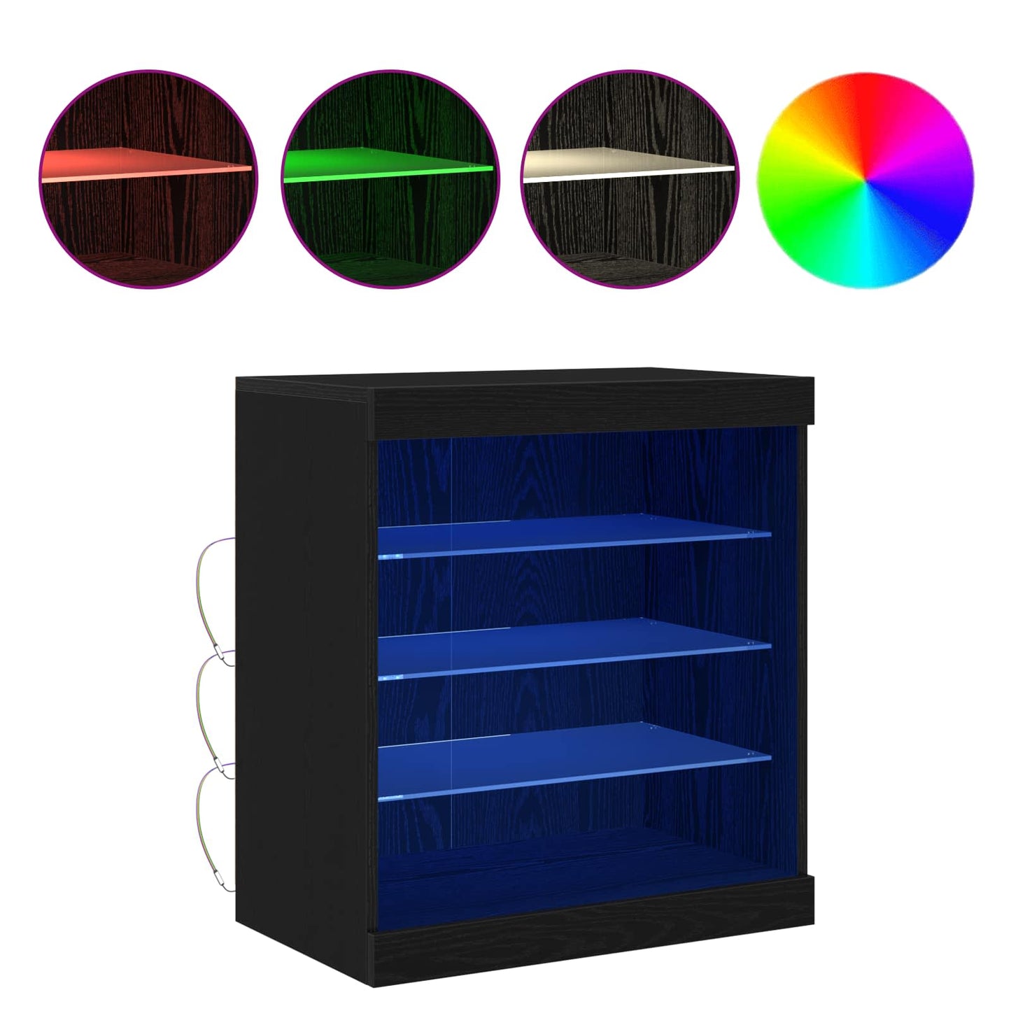 LED sideboard Svart Eik 60,5 x 37 x 67 cm Konstruert tre