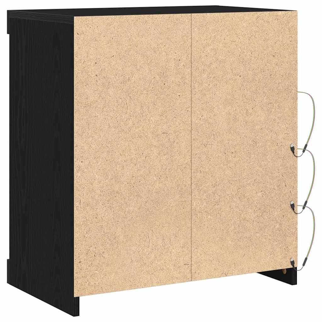 LED sideboard Svart Eik 60,5 x 37 x 67 cm Konstruert tre