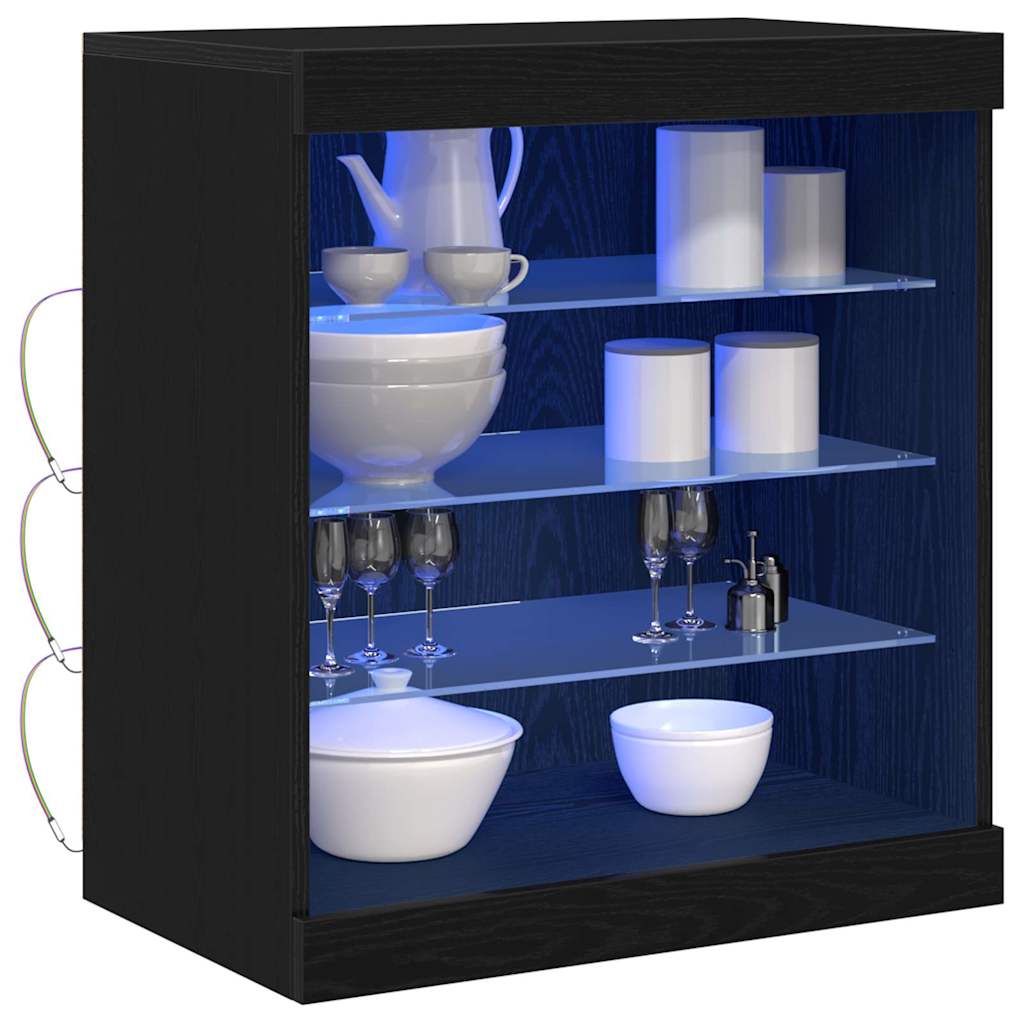 LED sideboard Svart Eik 60,5 x 37 x 67 cm Konstruert tre