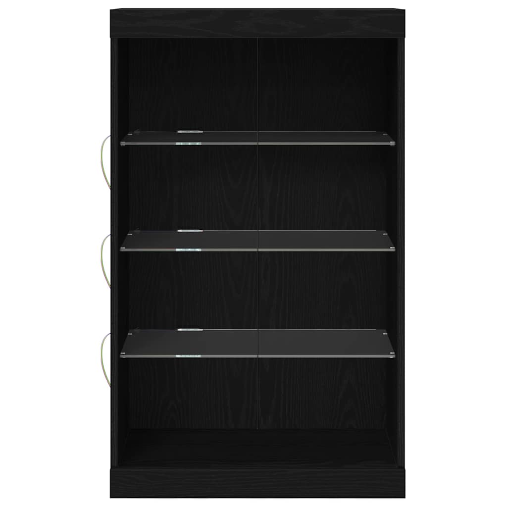 LED sideboard Svart Eik 60,5 x 37 x 100 cm Konstruert tre