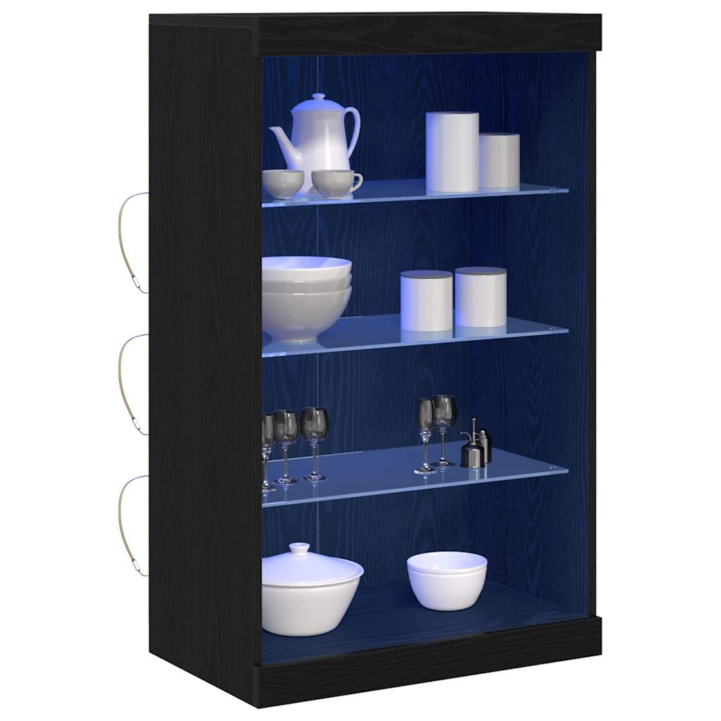 LED sideboard Svart Eik 60,5 x 37 x 100 cm Konstruert tre