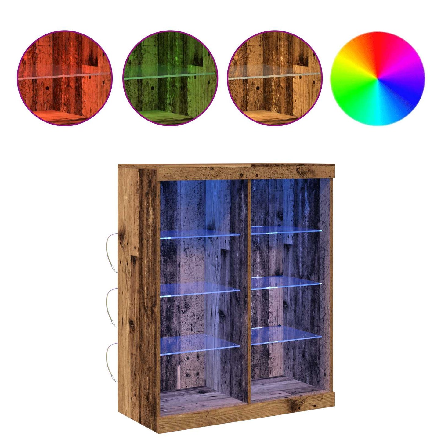LED sideboard Gammelt tre 81 x 37 x 100 cm Konstruert tre