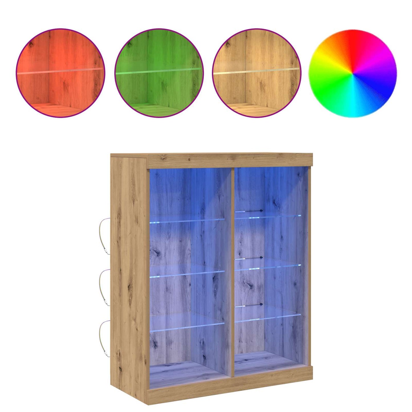 LED sideboard Artisan eik 81 x 37 x 100 cm Konstruert tre